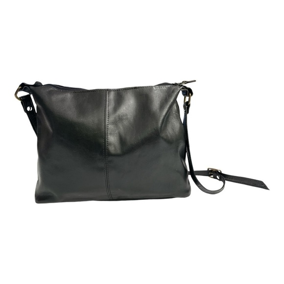 Vintage Black leather shoulder bad made in Brazil 11.25 W x 8” x 2” D - Picture 3 of 10